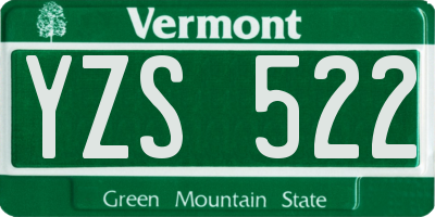 VT license plate YZS522