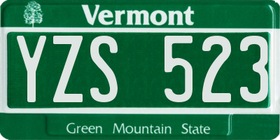 VT license plate YZS523