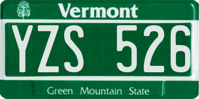 VT license plate YZS526