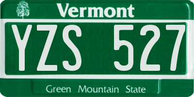 VT license plate YZS527