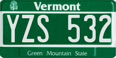 VT license plate YZS532