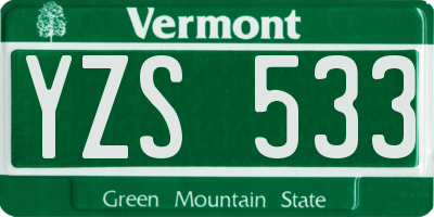 VT license plate YZS533