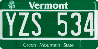 VT license plate YZS534