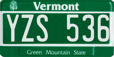 VT license plate YZS536
