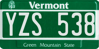 VT license plate YZS538