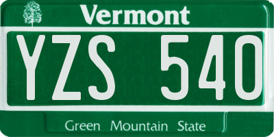 VT license plate YZS540