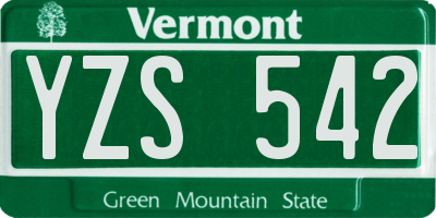 VT license plate YZS542