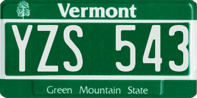 VT license plate YZS543