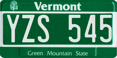 VT license plate YZS545