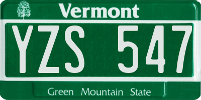 VT license plate YZS547