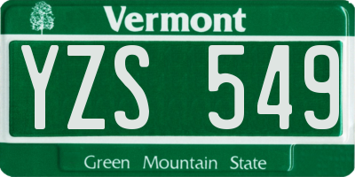 VT license plate YZS549