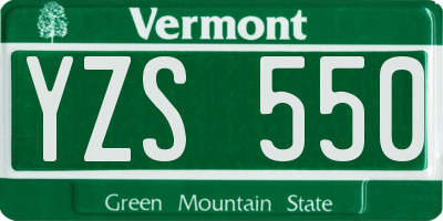 VT license plate YZS550