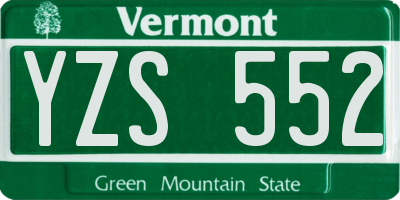 VT license plate YZS552