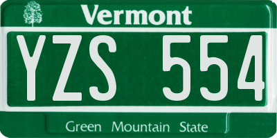 VT license plate YZS554