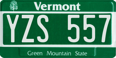 VT license plate YZS557
