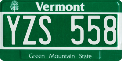 VT license plate YZS558