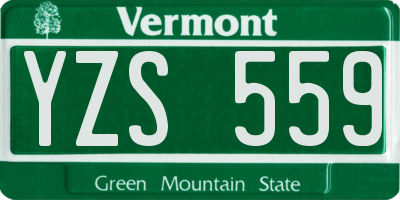 VT license plate YZS559