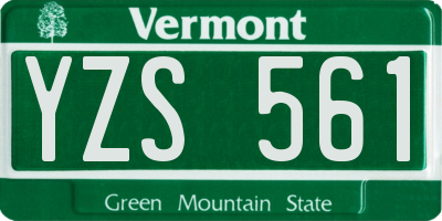 VT license plate YZS561