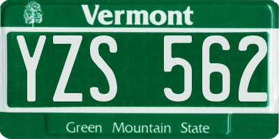 VT license plate YZS562