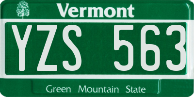 VT license plate YZS563