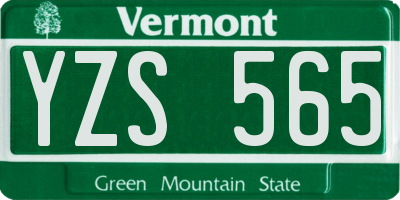 VT license plate YZS565