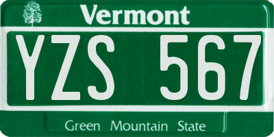 VT license plate YZS567