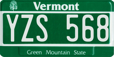 VT license plate YZS568