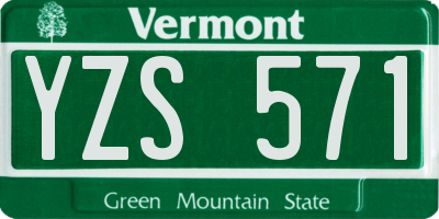 VT license plate YZS571
