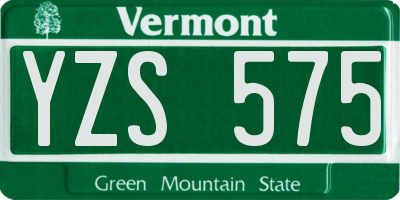 VT license plate YZS575