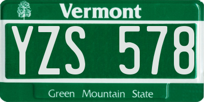 VT license plate YZS578