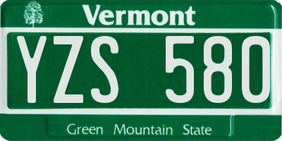 VT license plate YZS580