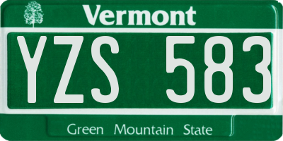 VT license plate YZS583