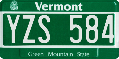 VT license plate YZS584