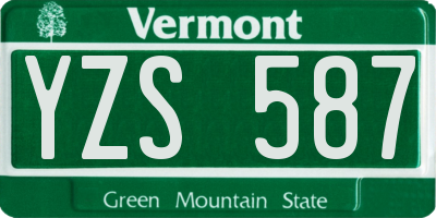 VT license plate YZS587