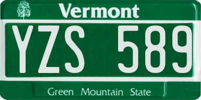 VT license plate YZS589
