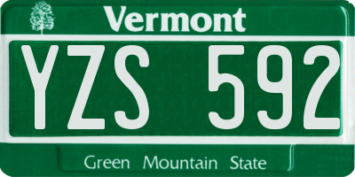 VT license plate YZS592