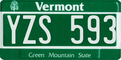 VT license plate YZS593