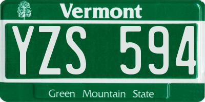 VT license plate YZS594