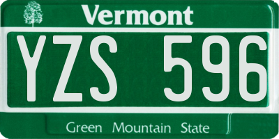 VT license plate YZS596