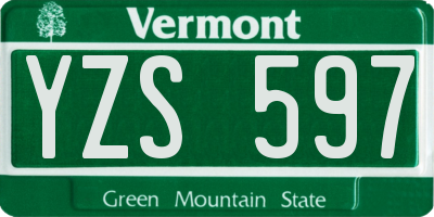 VT license plate YZS597