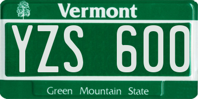 VT license plate YZS600