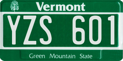 VT license plate YZS601