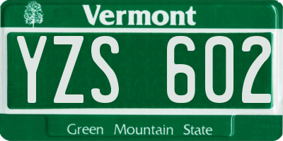 VT license plate YZS602