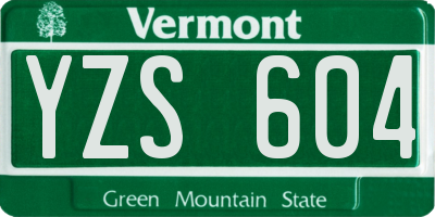 VT license plate YZS604