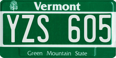 VT license plate YZS605