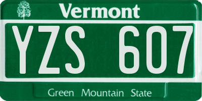 VT license plate YZS607
