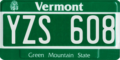 VT license plate YZS608