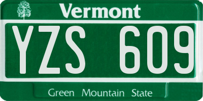 VT license plate YZS609