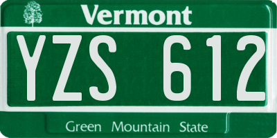 VT license plate YZS612