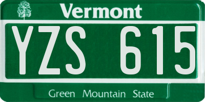 VT license plate YZS615
